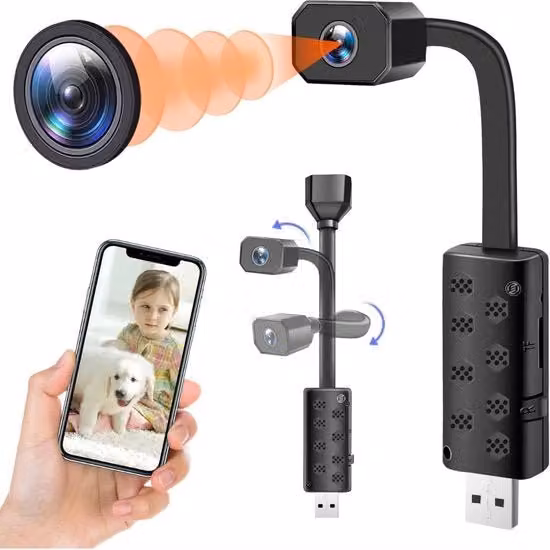 Mini Camera Spia Wi-Fi Equivera Nera per Sorveglianza Segreta