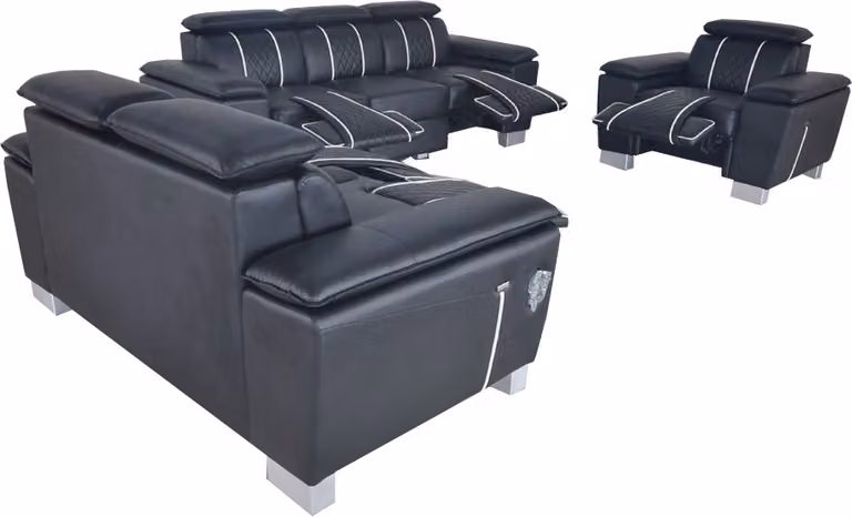 Sofagarnitur Ledergarnitur Couch Design Sofa Polster Komplett Set 3+2+1 mit USB
