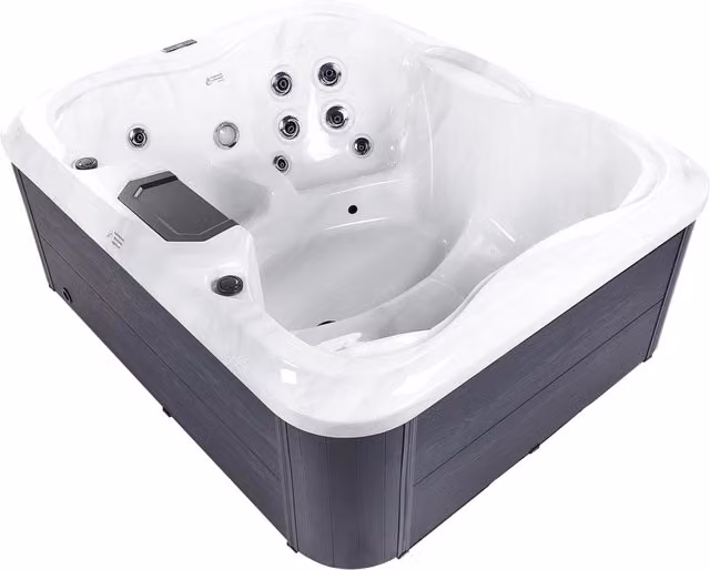 Vasca Idromassaggio Beliani in Acrilico Bianco e Grigio con Cassa in Alluminio, 4 Posti e 19 Getti Idromassaggio, L: 215 cm, P: 180 cm
