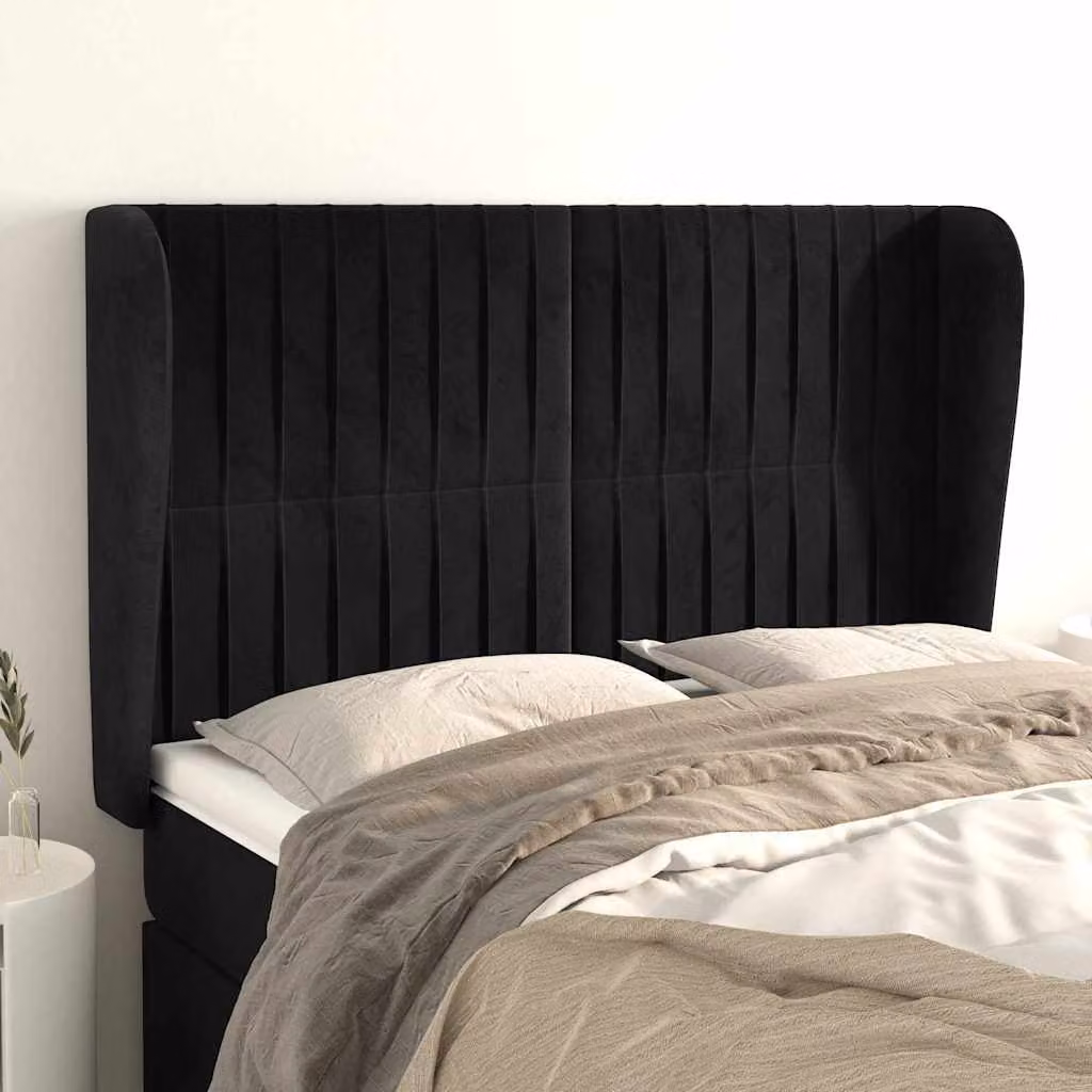 Testiera ad orecchio vidaXL in velluto nero L: 147 cm, P: 23 cm, H: 118/128 cm – 1