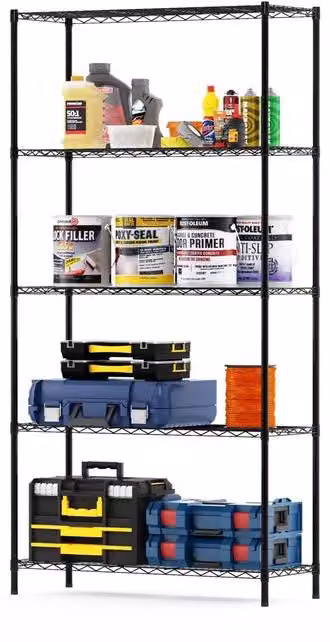 Scaffale metallico a cinque ripiani per cucina, ufficio e garage