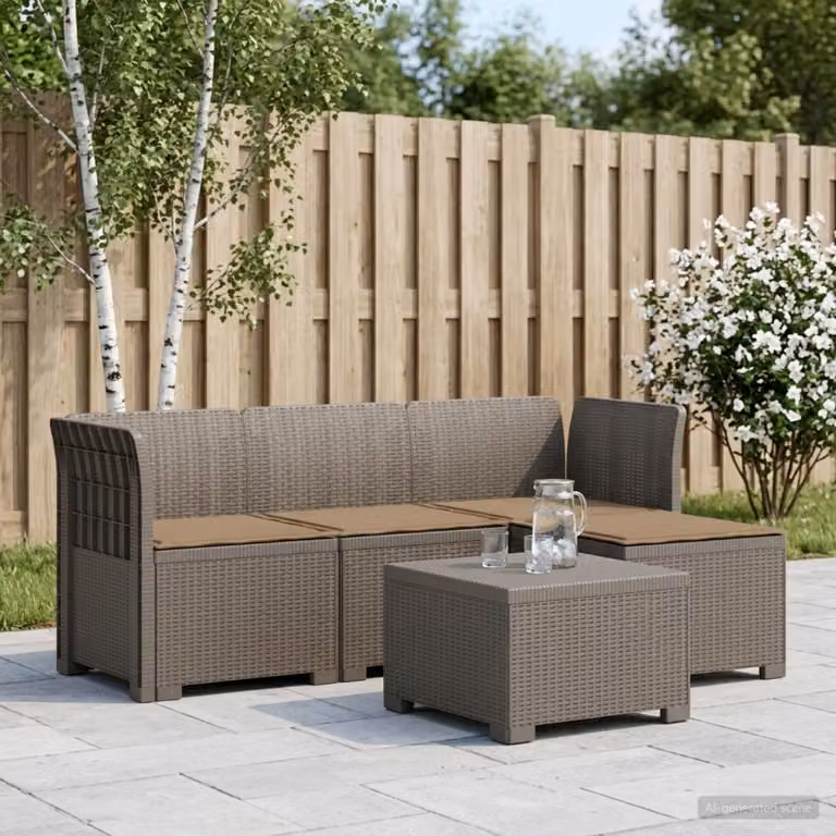 Divano da giardino angolare vidaXL a 4 posti in polyrattan con cuscini imbottiti e coperture rimovibili, resistente ai raggi UV