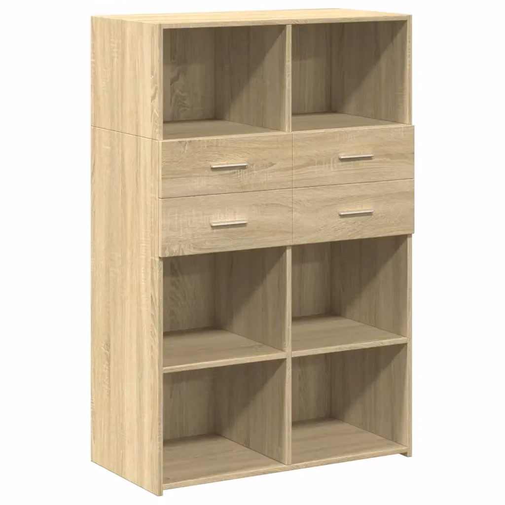 Credenza moderna vidaXL in legno multistrato e MDF, colore rovere Sonoma, L 80 cm x P 42,5 cm x H 124 cm – 2