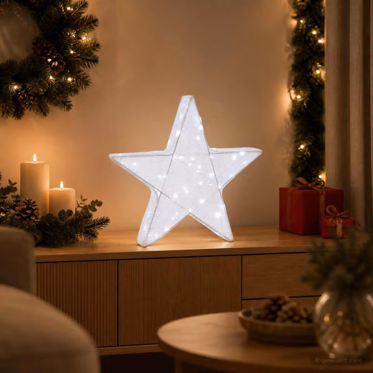 vidaXL Stella di Natale 3D 50 LED Bianco freddo 55 x 53,5 x 10 cm