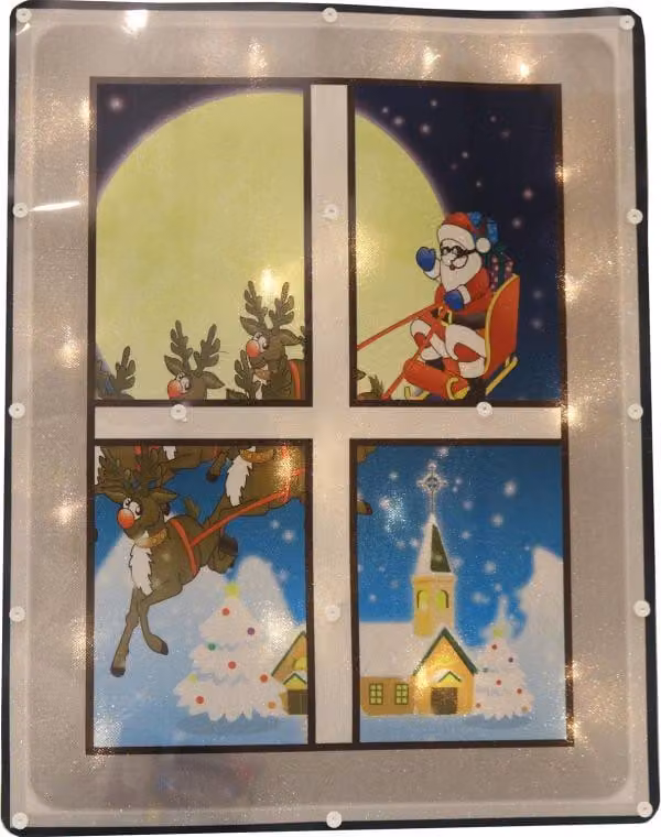 Decorazione luminosa natalizia - Finestra con Babbo Natale e stelle 20 LED multicolore