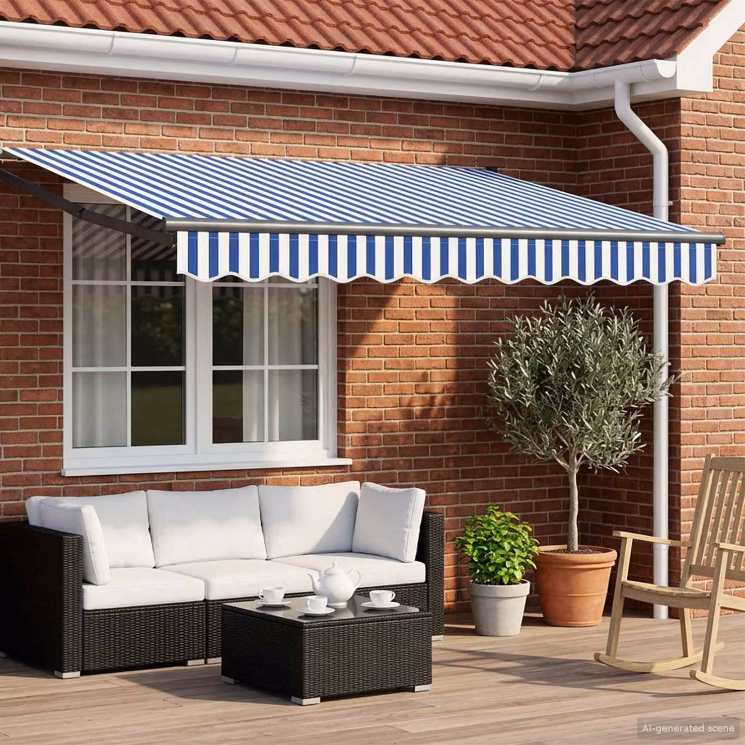 Tenda retrattile manuale con LED vidaXL in poliestere e acciaio, L: 3 m x P: 2,5 m