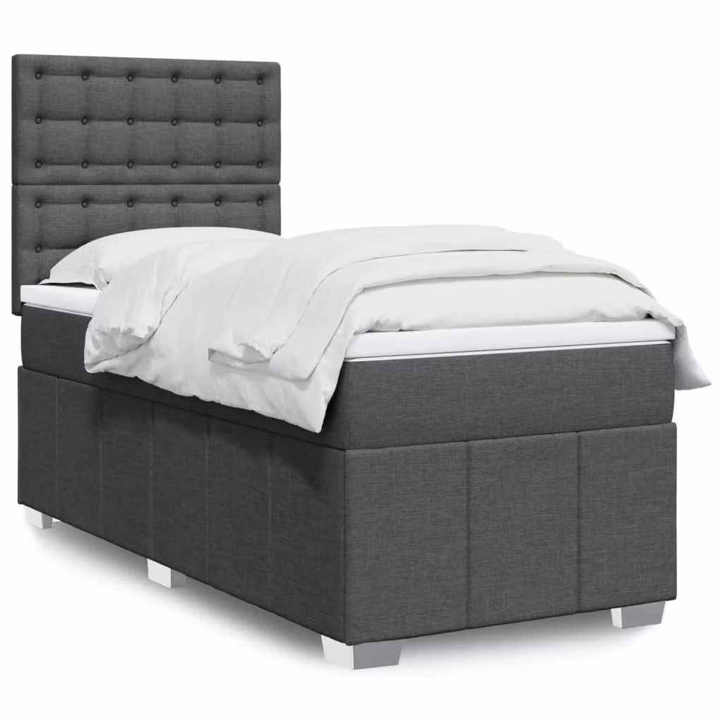 vidaXL Giroletto a Molle con Materasso Ibrido in Tessuto Grigio e Bianco L/P/H: 200 x 80 x 150,5 cm