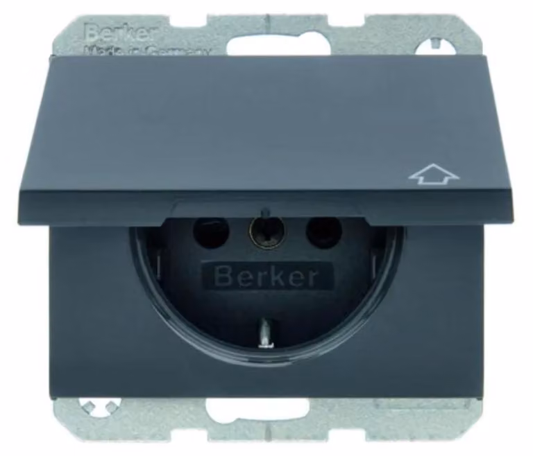 Berker 47517106 Presa di corrente con coperchio incernierato + protezione tattile avanzata K1 antracite opaco