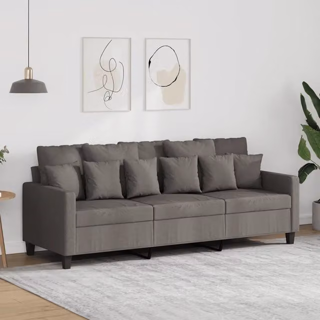 Divano a 3 Posti-Sofa 3 Posti Tortora 180 cm in Tessuto 252992