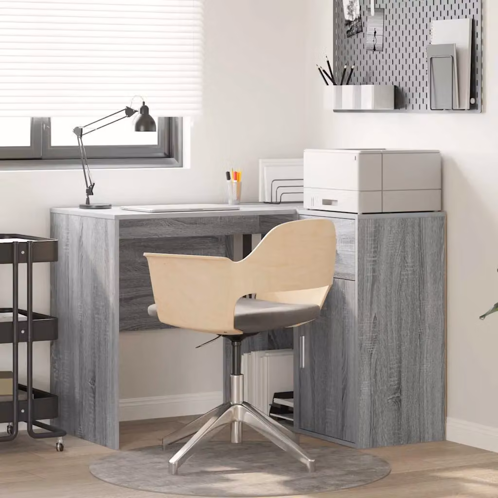 Scrivania ad angolo moderna vidaXL con cassetto, Grigio, L 102 x P 88 x H 75 cm