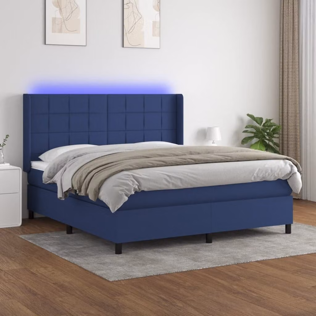 Maison Exclusive - Letto a Molle con Materasso e LED Blu 180x200 cm in Tessuto
