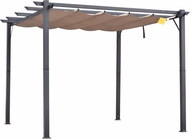 Pergola da Giardino 3x3 m ¨C Xylo ¨C Tettuccio Retrattile Anti UV, Telaio Alluminio, Grigio