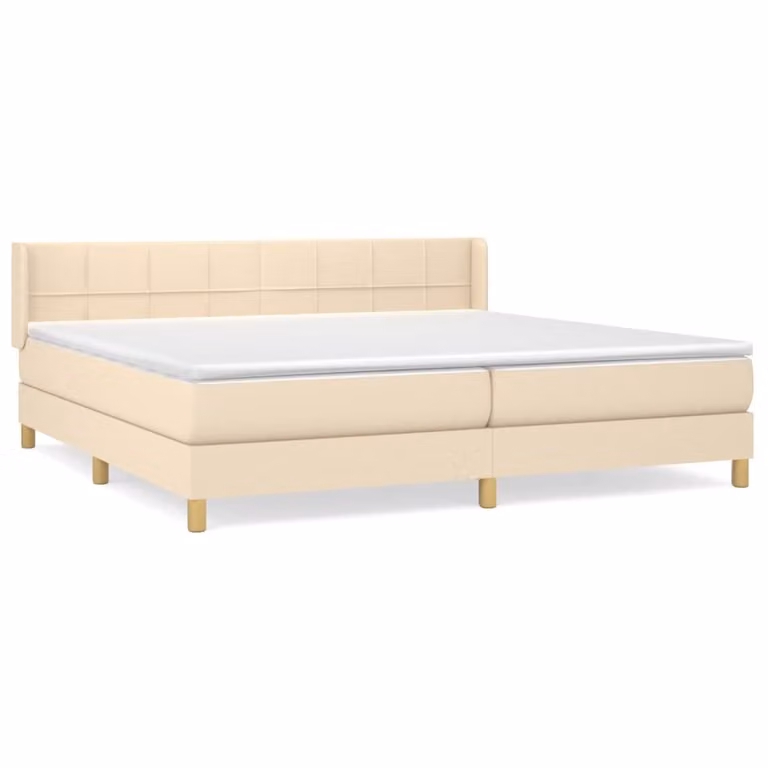 Giroletto a Molle con Materasso Crema 200x200 cm in Tessuto