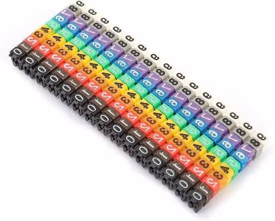 Identificatore per cavi 2,5 mm² AWG11, confezione da 100 pezzi, adatto per fili e cordicelle, clip codificata su plastica