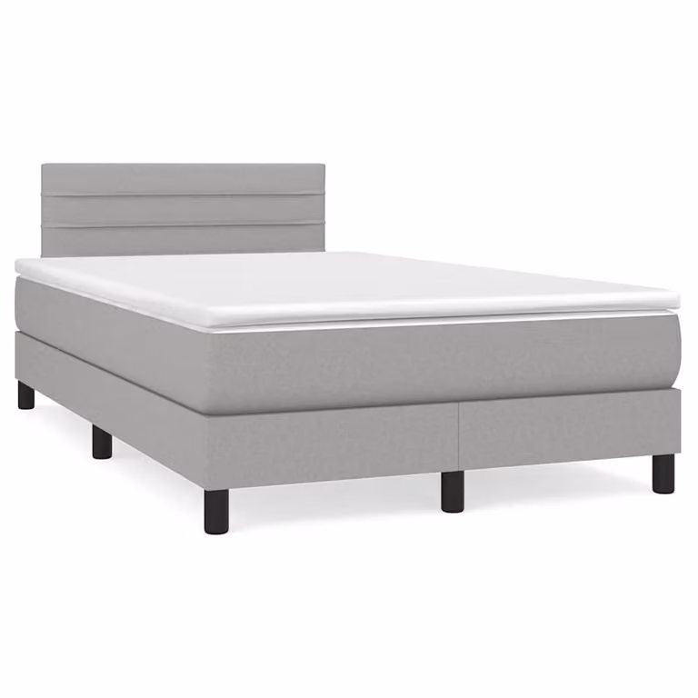 vidaXL Giroletto a Molle Ibrido con Materasso in Tessuto Grigio e Bianco L/P/H: 120 x 200 x 88 cm
