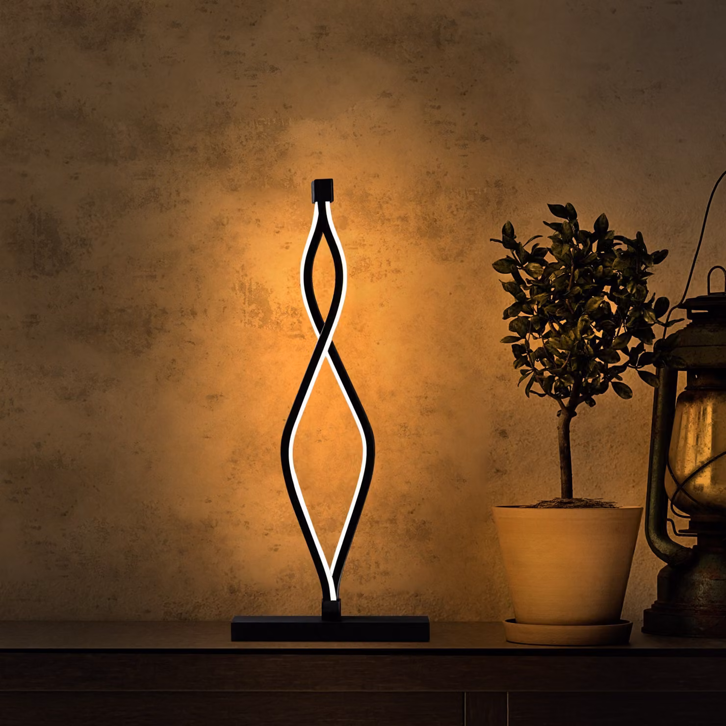 Opviq, Zozo - 13291, Lampada da tavolo, CORPO IN METALLO, nero, 20 x 12 x 48 cm
