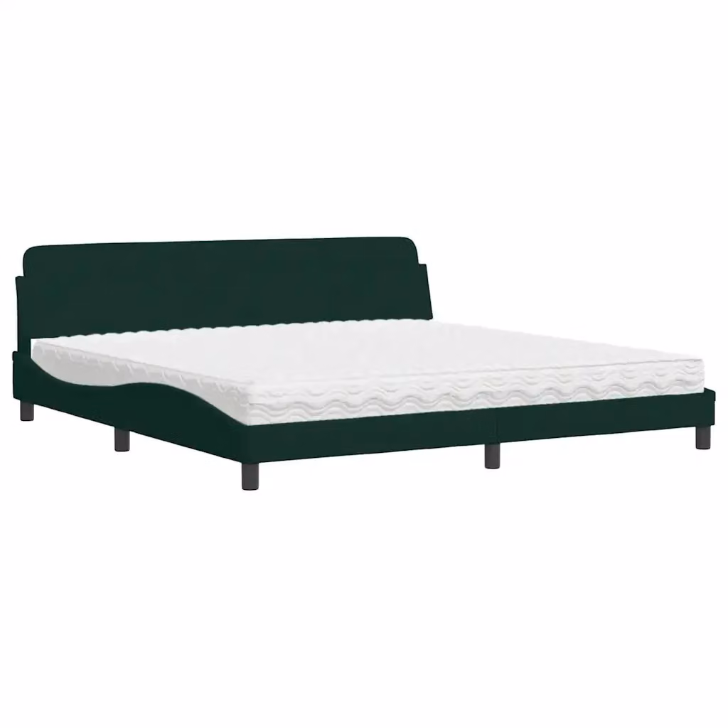 Letto con Materasso Dover vidaXL in Velluto Verde Scuro L/P/H: 200 x 200 x 74,5 cm – 2