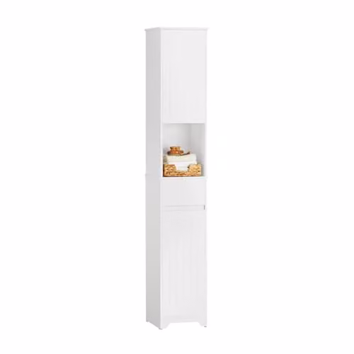 SoBuy Mobile alto Mobile a colonna bagno salvaspazio Colonna Bagno con 2 Armadietti e 1 Vano Aperto 30x30x170cm BZR109-W