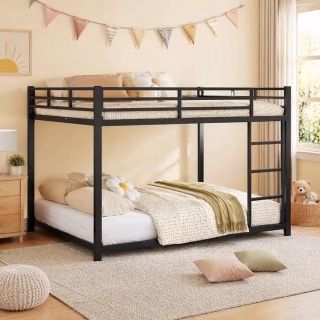 Letto a castello per bambini in metallo 140 x 200 cm nero