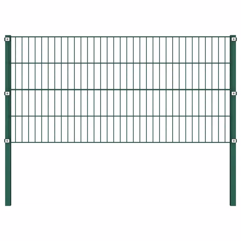 vidaXL Elemento di recinzione con paletti in ferro 522 x 80 cm Verde