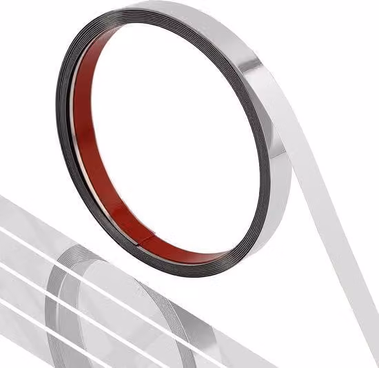 Listello adesivo in acciaio inossidabile, 5 metri x 2 cm - Strisce adesive per pareti - Decorazione per soggiorno e camera da letto - Argento