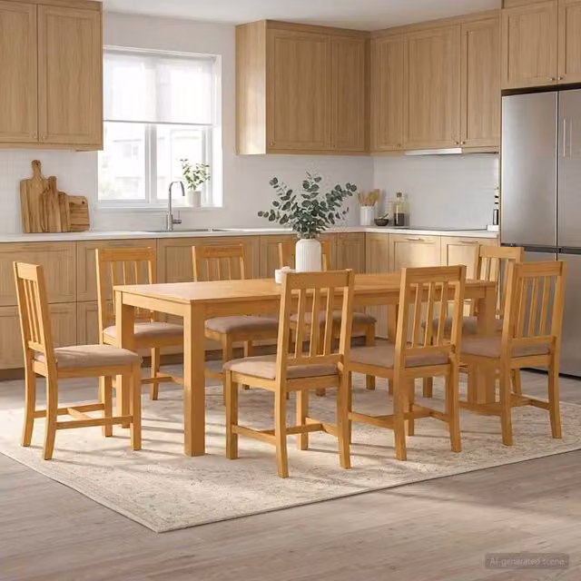 Set da pranzo moderno vidaXL in legno di quercia composto da 9 pezzi, tavolo rettangolare e sedie, colori grigio e marrone