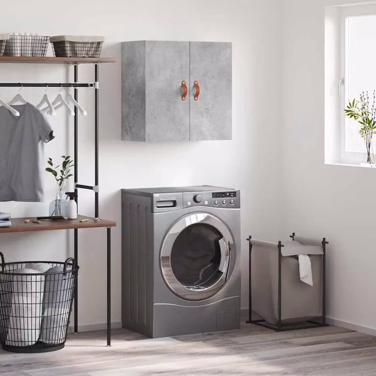 Mobile a parete vidaXL in legno multistrato e MDF, colore grigio cemento, L 60 cm x P 31 cm x H 60 cm