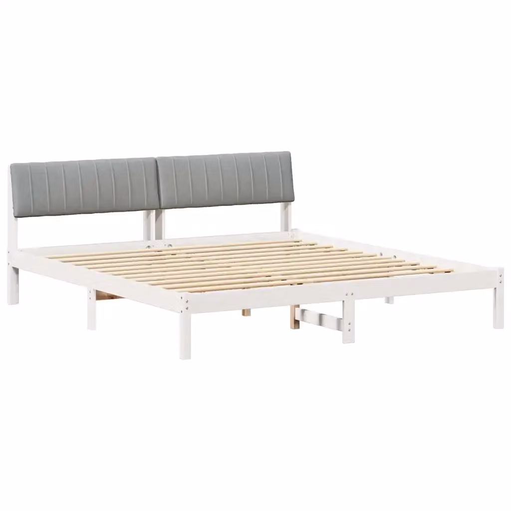 Struttura del letto minimalista vidaXL in legno di pino bianco e grigio, L/P/H: 180 x 200 x 78,5 cm – 2