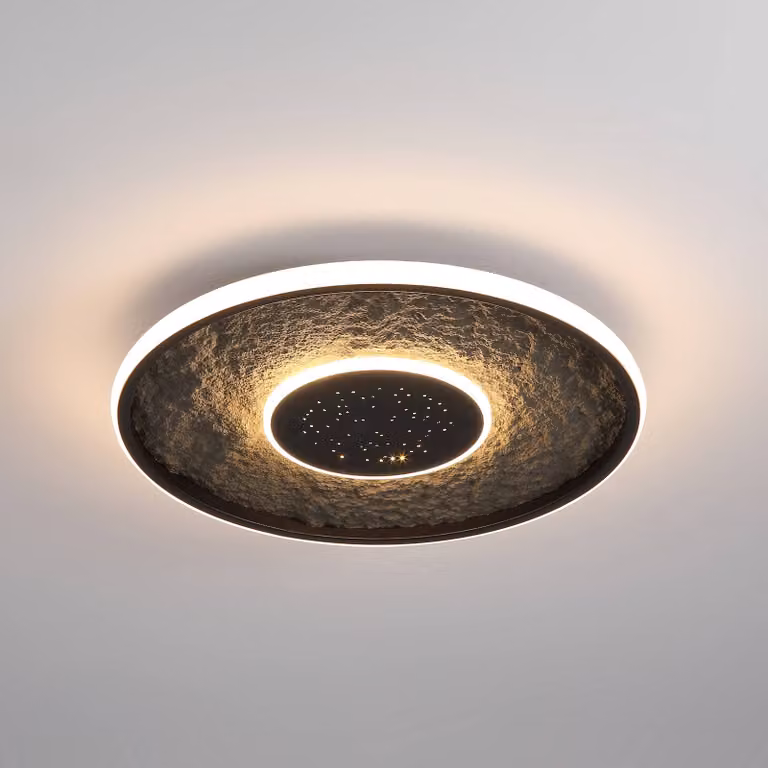 Searchlight Plafoniera a LED Lumadisc, dimmerabile, Nero, Soggiorno / Sala da pranzo, Metallo, Moderno, Plafoniera LED