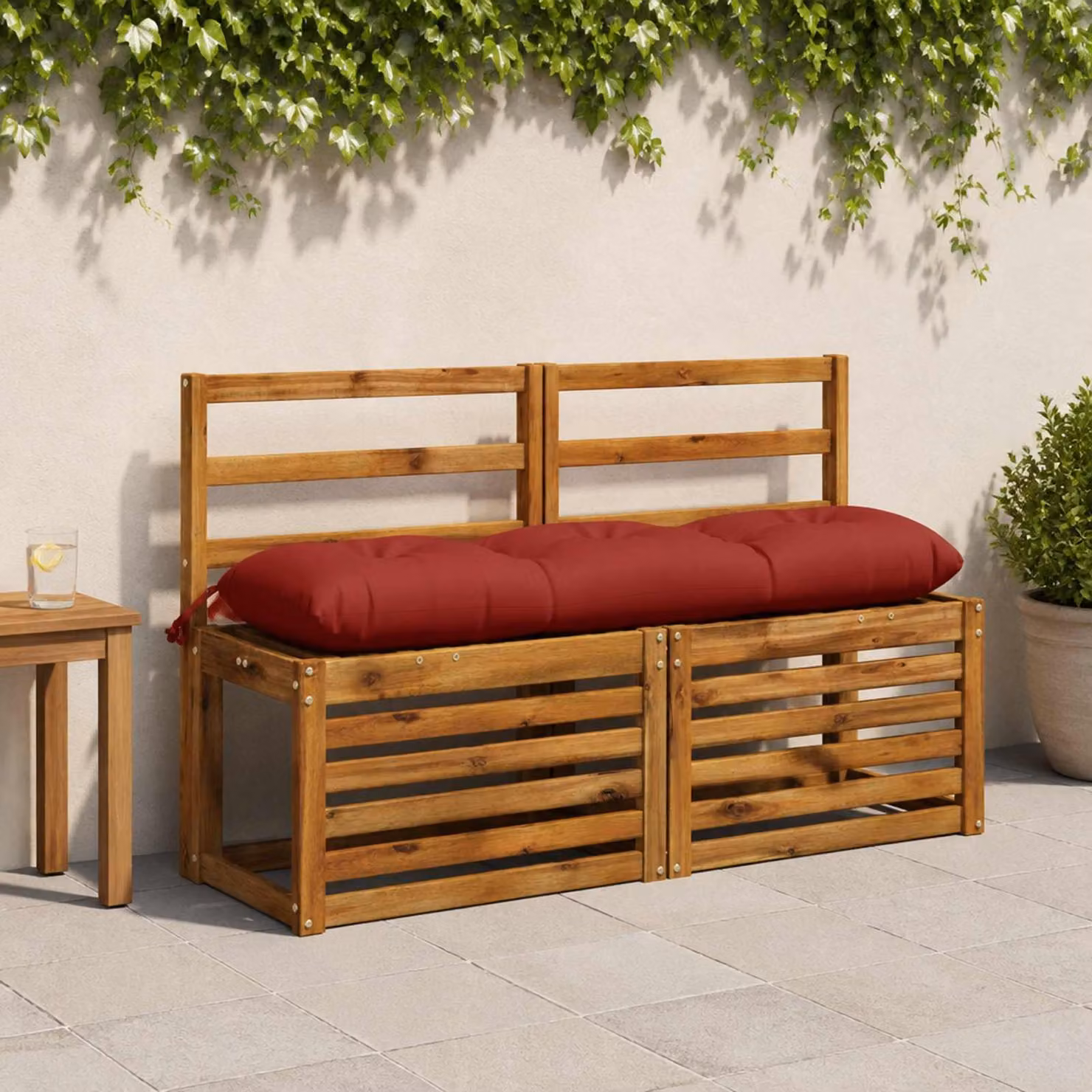 Cuscino per panchina vidaXL VIANEN rosso in poliestere con rivestimento rimovibile e resistente ai raggi UV