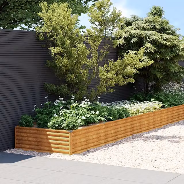 Fioriera Rialzata da Giardino vidaXL in Acciaio Corten Marrone L: 960 cm, P: 100 cm, H: 36 cm