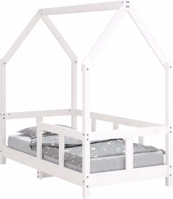 Giroletto per bambini in legno massello di pino bianco con struttura a casetta L/P/H: 70 x 140 x 75,5 cm