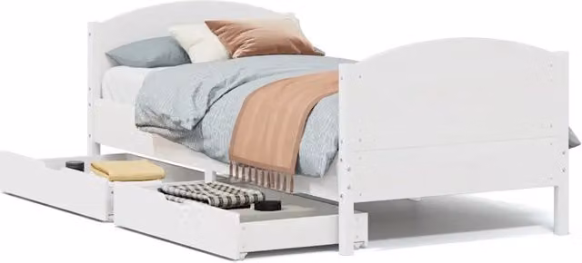 Letto singolo | Letto per adulti | Letto senza Materasso Bianco 90x200 cm Legno Massello di Pino