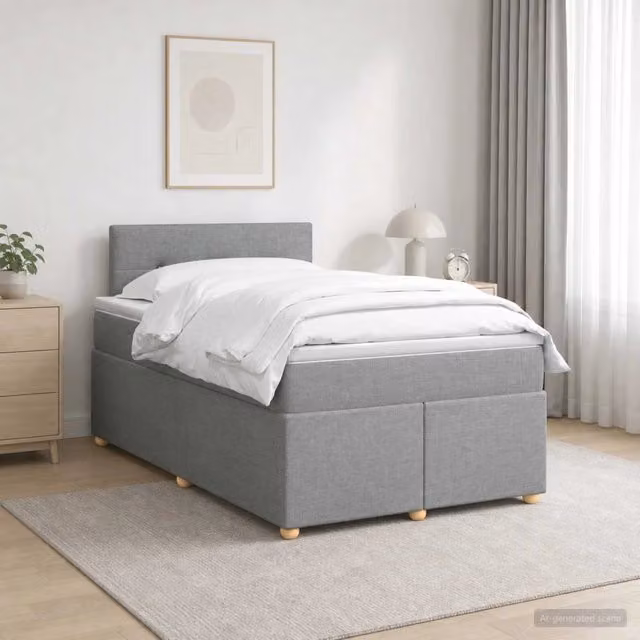 Letto box spring con materasso ibrido vidaXL Grigio e Bianco L/P: 120 x 200 cm – 1