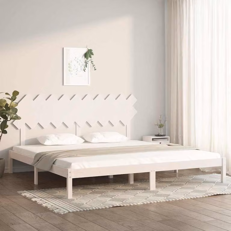 Giroletto vidaXL in legno massello di pino bianco con doghe fisse 200x200 cm