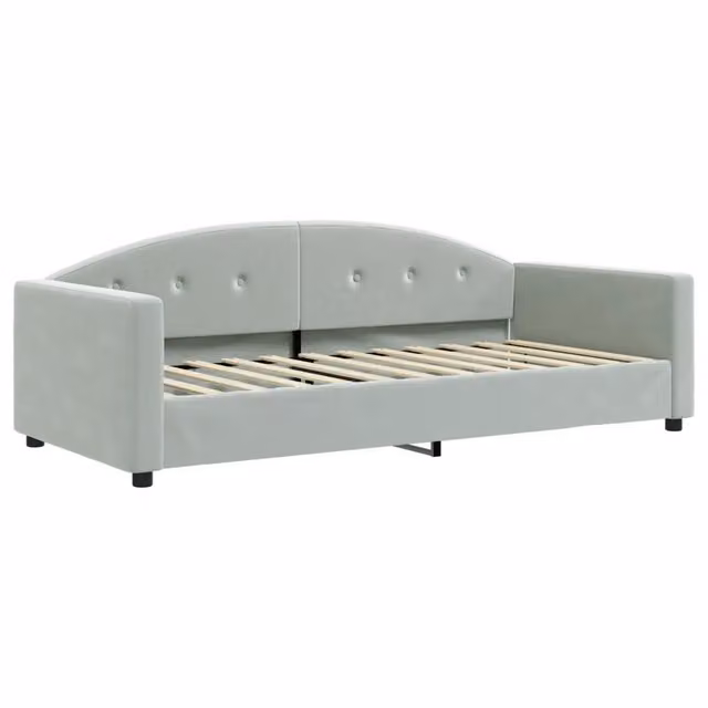 Letto singolo | Letto per adulti | Letto da Giorno Grigio Chiaro 90x200 cm in Velluto