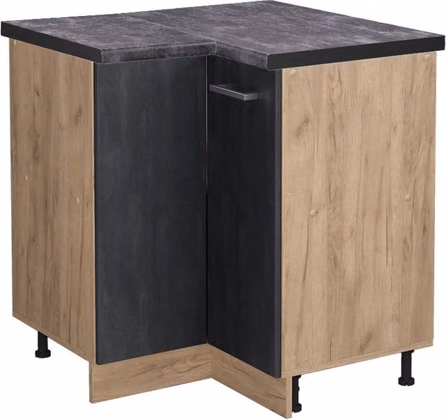Mobile ad angolo cucina R-Line Calce nera/Rovere dorato 75.6 cm PL Antracite Vicco