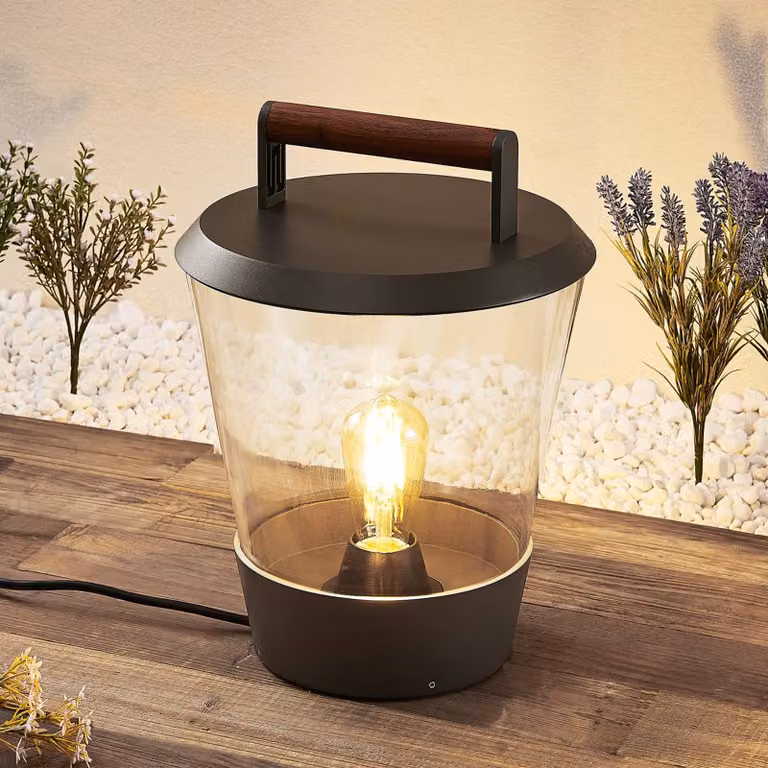 Lucande Larkyn lampada da tavolo decorativa, Nero, Alluminio, Moderno