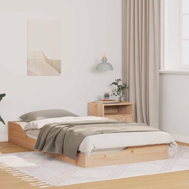 Struttura del letto con cassetti vidaXL in pino massello marrone e beige L 190 cm x P 80 cm x H 78,5 cm