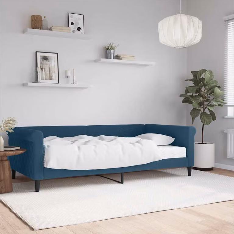 vidaXL Divano Letto in Velluto Blu con Materasso, L/P/H: 229 x 100 x 68 cm
