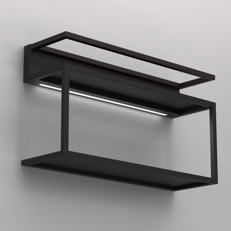 Applique da parete a LED Shelf Luminex, Nero, Soggiorno / Sala da pranzo, Metallo, Moderno, Applique a LED
