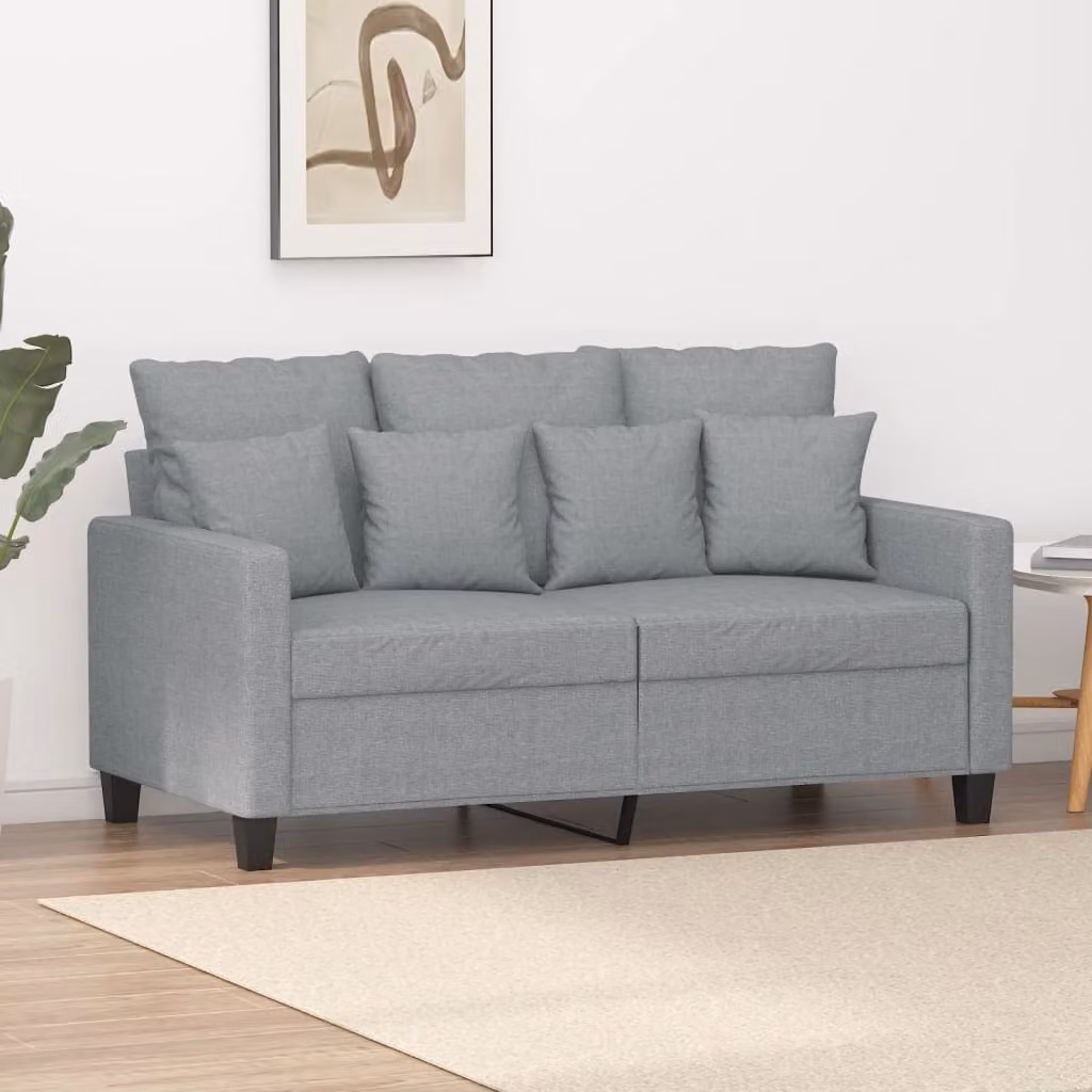 Divano a due posti, colore grigio chiaro, 120 cm, rivestito in tessuto