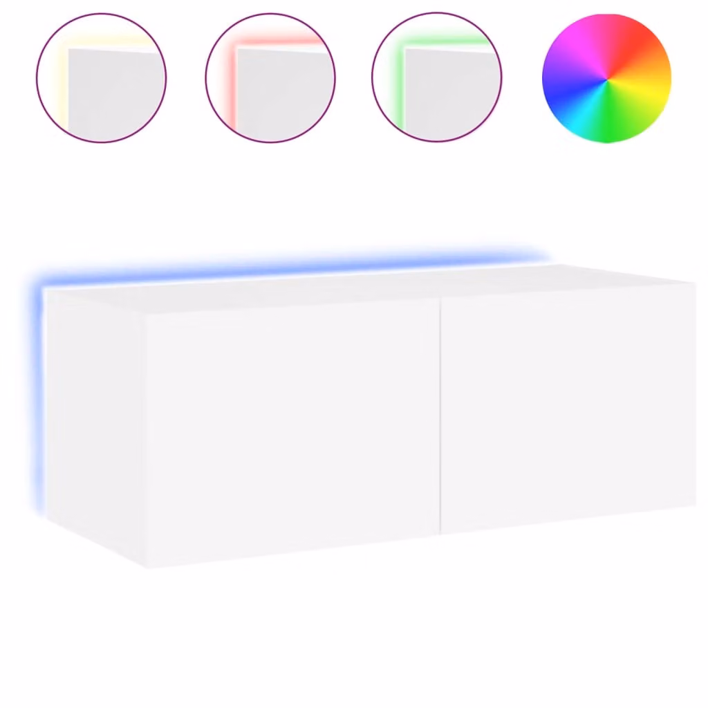 Mobile TV a Parete con Luci LED Bianco 80x35x31 cm