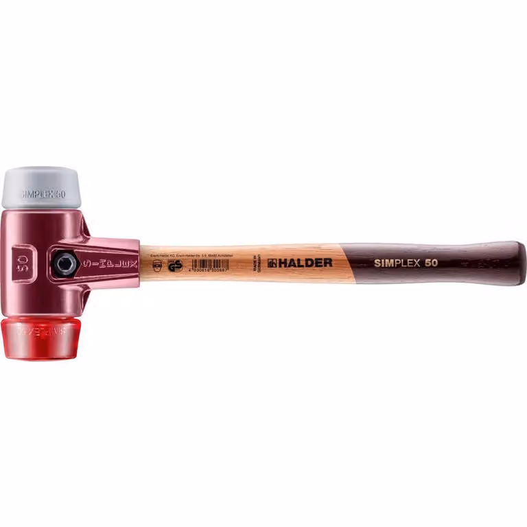 Mazza SIMPLEX soft-face con alloggiamento TE e impugnatura in legno, Ø 50, TPE-mid / plastica