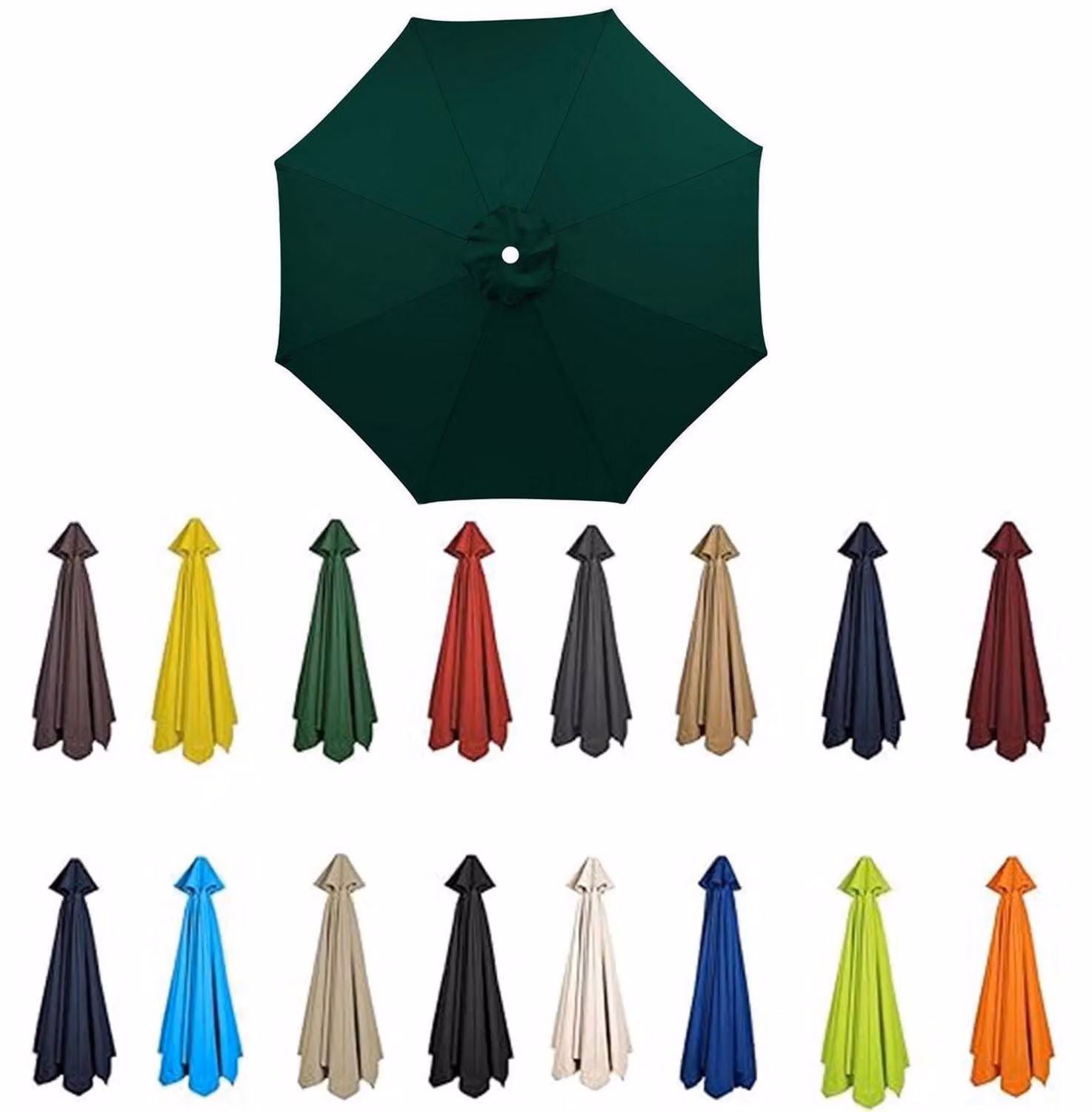 Copertura di ricambio per ombrellone 3.5m-2m, 6/8 stecche, colore verde, protezione UV 50