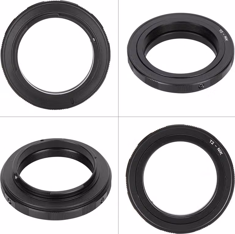 Anello adattatore per obiettivo Fikaz in lega di alluminio per attacco T2, compatibile con fotocamera Nikon F