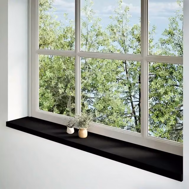 Set di 2 Davanzali in Legno Massello di Rovere vidaXL, Marrone-Nero, L 160 x P 30 x H 2 cm