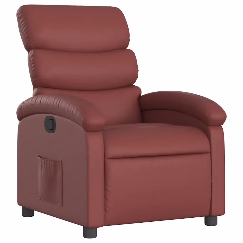 Poltrona Reclinabile Relax vidaXL in Similpelle Rossa con Braccioli e Leva Manuale – 2