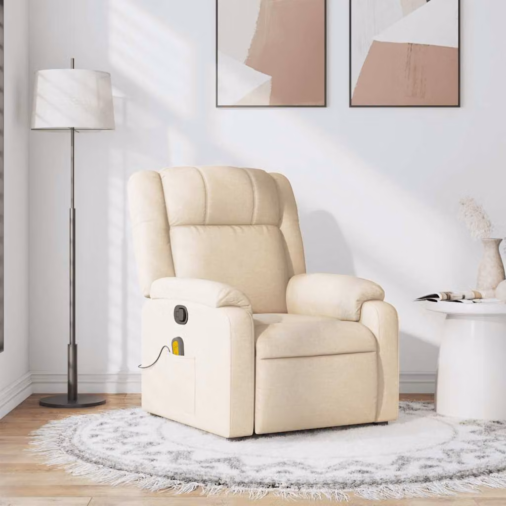 vidaXL Poltrona Reclinabile Relax Moderno in Tessuto Beige con Braccioli