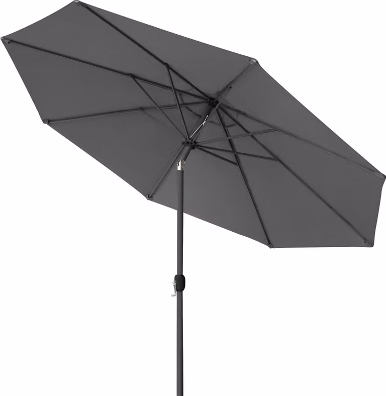 Ombrellone da giardino o balcone, diametro 3,5 metri, colore grigio, pieghevole con manovella, protezione UV, struttura antracite, marca paramondo, modello interpara